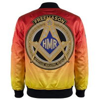 Regalia maçonnique Hiver Unisexe en Satin Col Montant Broderie Logo Avant Respirant Coupe-Vent Service OEM