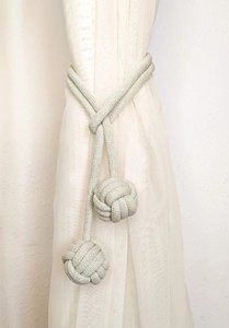 Macrame Curtain Tiebacks: Handmade Cotton Rope Knot Decor - Product Image 2