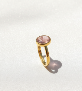 Bague en argent sterling 925 avec tourmaline rose ovale cabochon, plaquée or rose et or jaune, bijoux faits à la main avec pierres précieuses naturelles pour femmes - Product Image 5