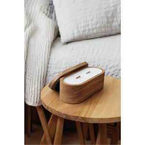 Bougie en cire de soja à 5 mèches dans un bol en bois - Bougie parfumée de luxe rustique - Parfum personnalisé - Vente en gros de bols en cire et en bois - Product Image 2