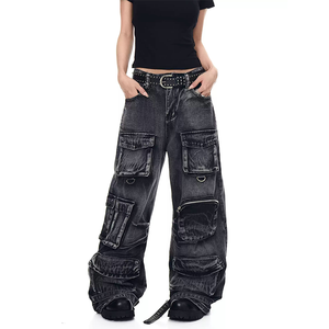 Jeans de Mezclilla Sólidos, Rectos, Oscuros, Casuales y Transpirables para Hombre, Venta al Por Mayor Directa de Fábrica, con Bordado, para Verano, Otoño e Invierno - Product Image 3