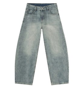 Wholesale OEM ODM Unisex Wide Leg Casual Jeans Breathable Eco-Friendly Tie Dye Medium Wash Straight-leg Loose Fit Mid Waist - Product Image 3