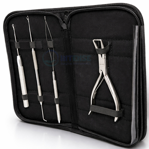 Kit d'outils pour extensions capillaires 4 pièces à prix d'usine avec pince, crochet, aiguille à boucle et aiguille de tirage pour usage professionnel en salon - Product Image 1