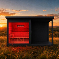 Sauna extérieur en pin, sauna carré à vapeur pour 3-4 personnes, chauffé au bois, vente en gros pour jardin, avec option de luminothérapie rouge et Wi-Fi intelligent