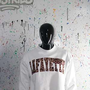 LAFAYETTE WHITE <b>Mock</b> <b>Neck</b> Sweatshirt 100% Applique Embroidery wide <b>neck</b> Sweatshirt Finer Threads - Product Image 5