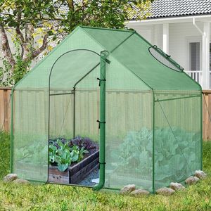 Serra Portatile da Esterno con Copertura in PE e Porta Avvolgibile con Cerniera per Uso in Giardino - Product Image 2