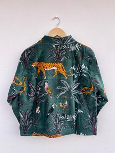 Veste en coton matelassée réversible, respirante, écologique, coupe-vent, à séchage rapide, en velours marron brodé Suzani - Product Image 2