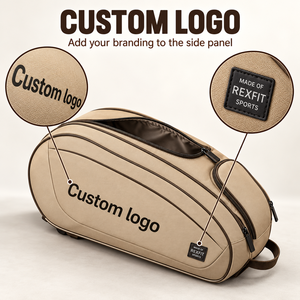 Sac de raquette de squash personnalisé avec poches zippées à panneau incurvé, poignée de transport et rangement spacieux pour équipement sportif REXFIT Logo personnalisé - Product Image 4