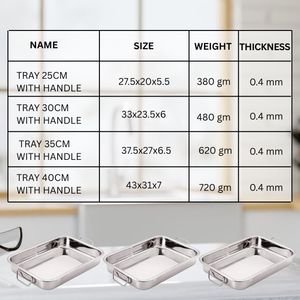 Plaque de cuisson en acier inoxydable de qualité supérieure avec grille de refroidissement pour four et barbecue, plateau de service profond ou peu profond avec poignée métallique - Product Image 3