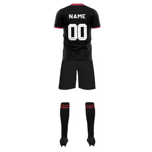 Vente en gros d'usine, ensemble complet personnalisé, maillot de football respirant en mesh/nylon/polyester, séchage rapide, logo et nom d'équipe personnalisés - Product Image 3