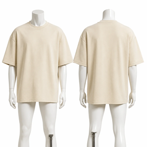 เสื้อยืดคอตตอนโอเวอร์ไซส์แบบยูนิเซ็กซ์ หนักพิเศษ 280 GSM สำหรับสตรีทแวร์ รับผลิตแบบ OEM ODM แบรนด์ส่วนตัว - Product Image 4