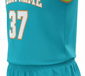 Ensemble de maillots de basket-ball turquoise personnalisés, sans manches, anti-transpiration, nom de l'équipe, impression sublimée 37, vêtements de sport unisexes pour adultes - Product Image 4