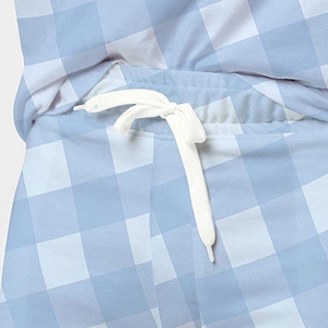 Ensemble de shorts en coton à carreaux bleu clair pour homme, style décontracté respirant avec poches, taille élastique - Product Image 6