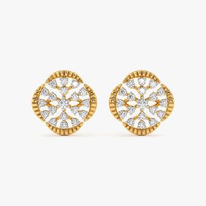 Pendientes redondos con diamantes florales - Product Image 1