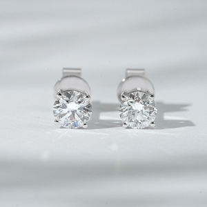 Pendientes de Diamantes Cultivados en Laboratorio de Oro Sólido de 18K Unisex, Modernos, Solitarios, para Boda, Compromiso, Aniversario, Fiesta, Joyería Fina - Product Image 1