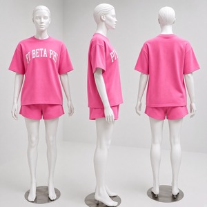 <b>Women's</b> Activewear Oversized Crew Neck Tee Running Shorts Two <b>Piece</b> Set Lightweight Summer <b>Outfit</b> - Product Image 1