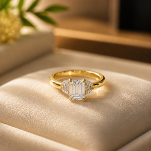 Anillo de Compromiso de Moissanita para Mujer, Corte Esmeralda Clásico, Anillo de Propuesta con Diamantes, Chapado en Oro Rosa de 14K, Anillo de Boda - Product Image 5