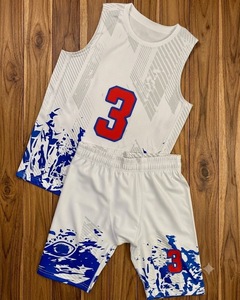 Conjunto de Uniforme de Baloncesto Sublimado Personalizado en Blanco y Azul, Uniforme de Baloncesto Transpirable para Hombre, Ropa de Entrenamiento Deportiva Personalizada - Product Image 1