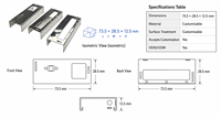 Carcasa de acero inoxidable mecanizada por CNC personalizada para módulo de control PCBA de electrónica inteligente, 73.5 x 28.5 x 12.5 mm
