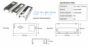 Custom CNC Machined Stainless Steel Enclosure <b>Smart</b> <b>Electronics</b> PCBA Control Module Housing 73.5 x 28.5 x 12.5 mm - Product Image 3