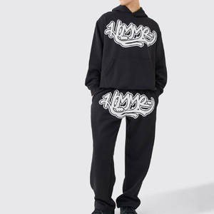 Survêtement de sport deux pièces pour homme, coupe ajustée, imprimé, bleu, 100 % coton, idéal pour l'hiver et la gym - Product Image 1