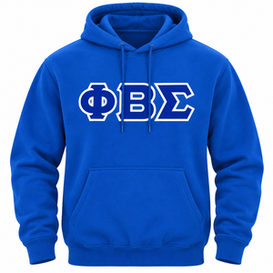 Phi Beta Sigma Royal Blue <b>Men's</b> Hooded <b>Sweatshirt</b> with <b>White</b> Greek Letter Embroidery Custom Pullover Fleece Hoodie Kangaroo - Product Image 3