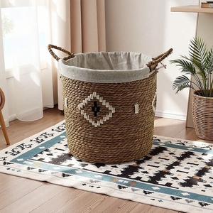 Modern Woven Rattan Hand Knitting Handheld Dirty Clothes Toy <b>Storage</b> <b>Basket</b> Living Room Bedroom Homestay Decorative <b>Large</b> - Product Image 2