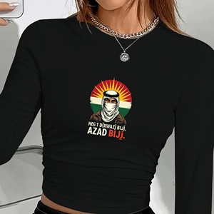 เสื้อแขนยาวถักลายพิมพ์ Y2K สำหรับผู้หญิง ลายธงชาติเคฟฟียะห์ ภาพประกอบวัฒนธรรมเคอร์ด - Product Image 3