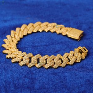 Pulsera de eslabones cubanos con diamantes cultivados en laboratorio, micro pavé, estilo hip hop, para él. - Product Image 1