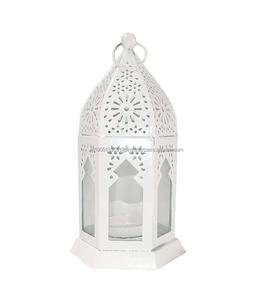 Bougeoirs en fer enduit de poudre blanche les plus vendus pot de lanterne décoratif de Noël pour un usage domestique pour le décor du Ramadan en métal indien - Product Image 1