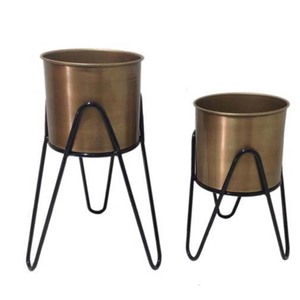 Pots de fleurs modernes en métal avec support pour plantes d'intérieur, décoration de la maison, style minimaliste, finition thermolaquée - Product Image 2