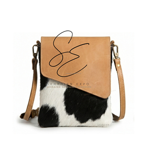Plain Leather Hair On Cowhide <b>Purse</b> Western Genuine Leather Crossbody Mobile Bag Daily Use <b>Small</b> Sling Bag For Men Women - Product Image 1