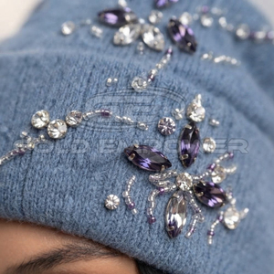 Classic Stylish Premium Winter <b>Wool</b> Blend Adjustable Rhinestone/Gem Stone Beanies Artistic Crystal Designs Travel Customizable - Product Image 5