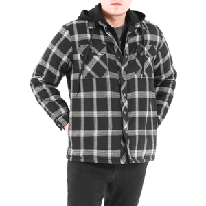 ARTIZ INTERNATIONAL <b>Mens</b> Winter Hooded <b>Flannel</b> <b>Jacket</b> Eco-Friendly Windproof High Quality Fleece Lined Warm Plaid Streetwear - Product Image 1