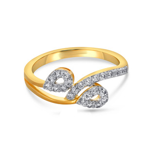 Elegant Diamond <b>Ring</b> for Women 14K Yellow Gold Band White Gold Accents <b>Unique</b> Bypass Style Anniversary Gift - Product Image 1