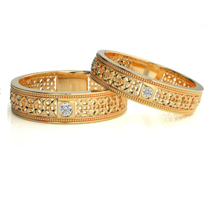 925 Sterling Silver Gold Plated Ornate <b>Couple</b> <b>Rings</b> - Product Image 1