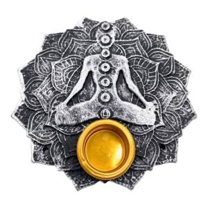 ที่วางธูปอะลูมิเนียมสีเงินสวยงาม 7 จักระ พร้อมที่ใส่กรวย ธูปหอม เป็นมิตรกับสิ่งแวดล้อม ทนทาน ใช้ได้ทุกฤดู - Product Image 4