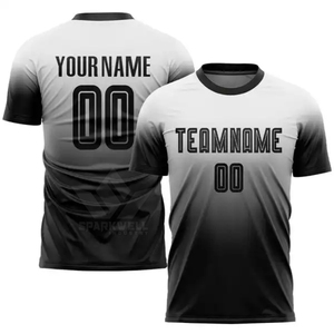 เสื้อฟุตบอลแบบไล่เฉดสีสั่งทำได้  สำหรับผู้ใหญ่ คอกลม แขนสั้น พิมพ์ลายชื่อทีมและหมายเลข  ซับเหงื่อได้ดี ชุดฟุตบอล - Product Image 2