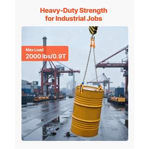 Lève-tonneaux G80, capacité de 2000 lb, lève-tonneaux en acier au carbone, chaîne de 1,6 pi, équipement robuste pour la manutention de fûts en plastique et en métal, élingues - Product Image 3