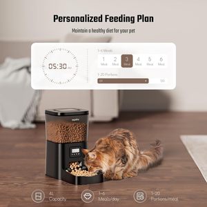 Distributeur automatique d'aliments pour chats en polyester imperméable 4L avec contrôle programmable des portions pour chats et petits chiens - Product Image 5