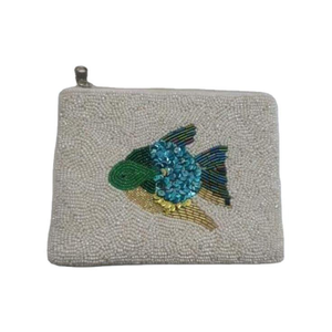 Monedero pequeño de alta calidad Primum, nuevo, hecho a mano, elegante, con cuentas, diseño de sardinas multicolor, bordado a mano. - Product Image 2