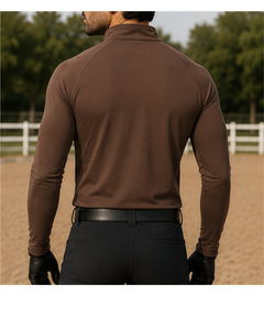 Men's <b>Brown</b> <b>Long</b> <b>Sleeve</b> Zipper for Shirt Knitted Compressed Print Breathable Smart Casual Equestrian Riding <b>Top</b> - Product Image 6