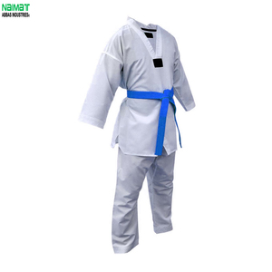 Uniforme de Taekwondo NAIMAT para Niños, Dobok de Algodón Blanco con Cinturón Azul, Corte Regular, Ropa Duradera para Artes Marciales - Product Image 2