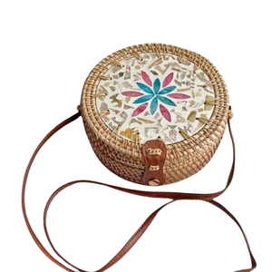 Sac en rotin de créateur, sac en rotin et cuir, vente en gros, usine au Vietnam, prix compétitifs, OEM ODM acceptés - Product Image 1