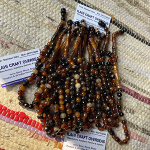 Tasbih Misbaha de 33 cuentas de cuerno de búfalo pulido, rústico, islámico moderno, ecológico y religioso de ILAHI, de Uttar Pradesh - Product Image 1