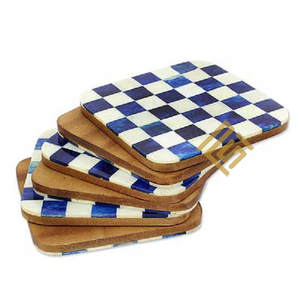 Haute qualité en céramique boisson caboteur Unique corne os carré Design classique bois résine bois tasse support Top vente maison tapis tampons - Product Image 3