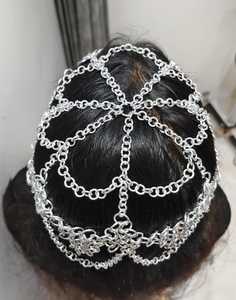 Coiffe en maille d'aluminium : Bijou de cheveux médiéval pour festival Renaissance - Product Image 6