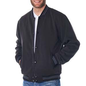 Custom Cowhide Leather Varsity Bomber Jacket for <b>Men</b> Winter Street Style Letterman Baseball Jackets Wool Windproof Knitted - Product Image 4