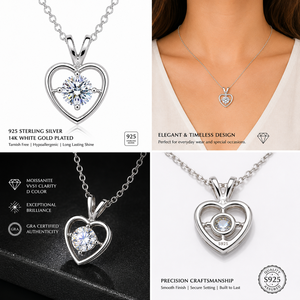 Collar con Colgante de Corazón de Plata de Ley 925 con Moissanita VVS, Hermoso Collar para Uso Diario de Mujer, Rakshita RE-MDP-02, Certificado por Terceros - Product Image 3