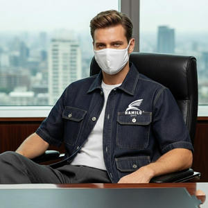 เสื้อแจ็คเก็ตเดนิมสีกรมท่าสไตล์ลำลองสำหรับผู้ชายรุ่น Tending 2025  เสื้อเชิ้ตเดนิมแฟชั่นทันสมัย ผลิตโดยผู้ผลิตแฟชั่นจากปากีสถาน - Product Image 1